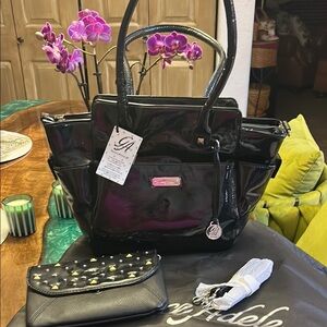 Grace Adele Black Tote Bag with crossbody strap, Wallet and dust bag bundle NWT